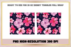 Watercolor Flowers 20 oz Skinny Tumbler Sublimation Wrap Product Image 2