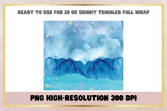 Watercolor Marble Blue 20 oz Skinny Tumbler Sublimation Wrap Product Image 2