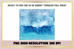 Watercolor Marble Blue 20 oz Skinny Tumbler Sublimation Wrap Product Image 2