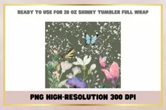 Flower Butterfly 20 oz Skinny Tumbler Wrap Product Image 2