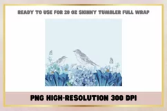 Bird Blue Flowers 20 oz Skinny Tumbler Sublimation Wrap Product Image 2