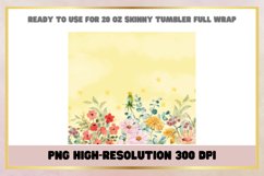Watercolor Flowers 20 oz Skinny Tumbler Sublimation Wrap Product Image 2