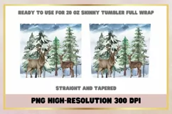 Reindeer Christmas Winter trees 20oz Skinny Tumbler Wrap Product Image 2