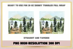 Watercolor Forest Mountain 20oz Skinny Tumbler Wrap Product Image 2