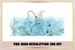 Flower Line Art Watercolor Blue 16 oz can glass Libbey wrap Product Image 2