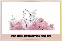 Flower Line Art Watercolor Pink 16 oz can glass Libbey wrap Product Image 2