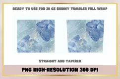 Watercolor Blue Marble Glitter 20oz Skinny Tumbler Full Wrap Product Image 2