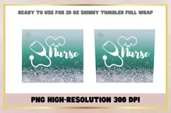 Teal Glitter Nurse 20 oz Skinny Tumbler Wrap Sublimation Product Image 2