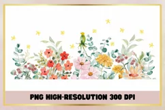 Watercolor Flowers Garden Coffee Mug Sublimation Wrap Product Image 2