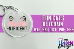 Fun Cats Keychain SVG Design | Happy Quotes | SVG File Product Image 1
