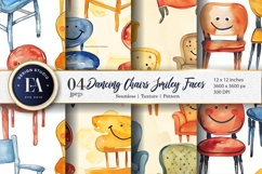 Chairs with Smiley Faces Watercolor Seamless Digital Paper Product Image 1