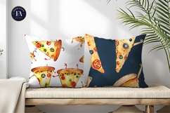 Hand-Painted Watercolor Pizza Slice Design Digital Papers Product Image 2