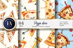 Hand-Painted Watercolor Pizza Slice Design Digital Papers Product Image 1