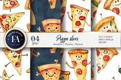 Fun Watercolor Pizza Slice Print for Crafts Digital Papers Product Image 1