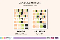 Functional planner stickers in peach green cream and black colors