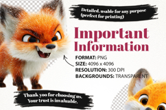 Cute Fox PNG Cartoon Clipart Bundle Product Image 5