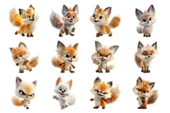 Cute Fox PNG Cartoon Clipart Bundle Product Image 2