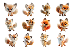 Cute Fox PNG Cartoon Clipart Bundle Product Image 3