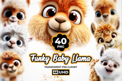 Funky Baby Llama Clipart Bundle 40 PNG Product Image 1