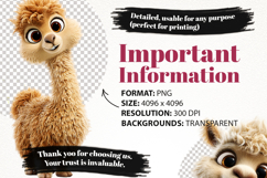 Funky Baby Llama Clipart Bundle 40 PNG Product Image 6