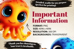 Funky Baby Octopus 40 PNG Cute Octopus Clipart Transparent Product Image 9