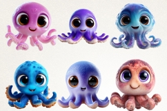 Funky Baby Octopus 40 PNG Cute Octopus Clipart Transparent Product Image 2