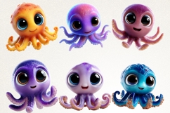 Funky Baby Octopus 40 PNG Cute Octopus Clipart Transparent Product Image 3