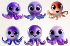 Funky Baby Octopus 40 PNG Cute Octopus Clipart Transparent Product Image 4