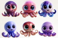 Funky Baby Octopus 40 PNG Cute Octopus Clipart Transparent Product Image 5