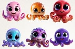 Funky Baby Octopus 40 PNG Cute Octopus Clipart Transparent Product Image 6