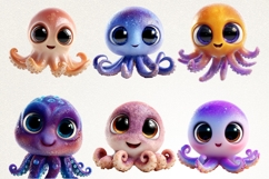 Funky Baby Octopus 40 PNG Cute Octopus Clipart Transparent Product Image 7