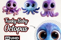 Funky Baby Octopus 40 PNG Cute Octopus Clipart Transparent Product Image 8