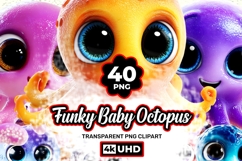 Funky Baby Octopus 40 PNG Cute Octopus Clipart Transparent Product Image 1