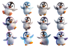Cute Penguin PNG Cartoon Clipart Bundle 40 PNGS Product Image 2