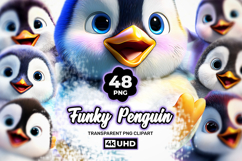 Cute Penguin PNG Cartoon Clipart Bundle 40 PNGS Product Image 1