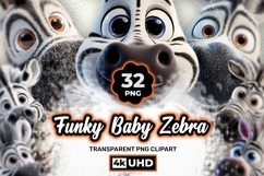 Funky Baby Zebra | 32 PNG Cute Zebra Clipart Transparent Art Product Image 1