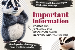 Funky Badger | 40 PNG Cute Badger Clipart Transparent Bundle Product Image 9