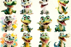 Funky Crocodile Clipart Bundle 40 PNG Transparent Background Product Image 3