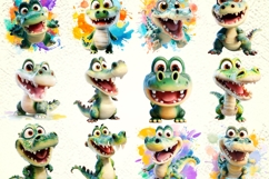 Funky Crocodile Clipart Bundle 40 PNG Transparent Background Product Image 4
