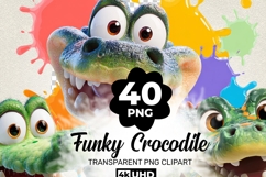 Funky Crocodile Clipart Bundle 40 PNG Transparent Background Product Image 2