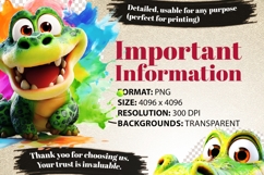 Funky Crocodile Clipart Bundle 40 PNG Transparent Background Product Image 7