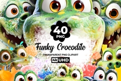 Funky Crocodile Clipart Bundle 40 PNG Transparent Background Product Image 1