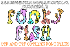 Funky Fish Alphabet Lettering Font Cartoon ABC OTF Type 