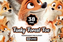 Funky Forest Fox Clipart Bundle|38 Cute Fox PNG Transparent Product Image 1