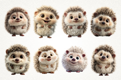 Cute Hedgehog PNG Bundle Woodland Animal Clipart Product Image 2