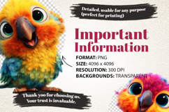 Cute Parrot Clipart Bundle 28 PNG Animals Clipart Product Image 6
