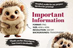 Cute Hedgehog PNG Bundle Woodland Animal Clipart Product Image 6