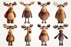 Funky Moose Clipart Bundle 38 PNG Animals | Cartoon Moose Product Image 2