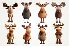 Funky Moose Clipart Bundle 38 PNG Animals | Cartoon Moose Product Image 3