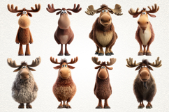 Funky Moose Clipart Bundle 38 PNG Animals | Cartoon Moose Product Image 4